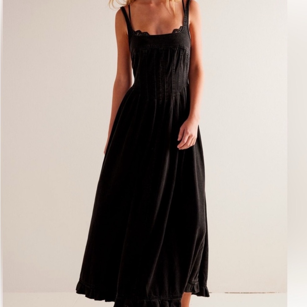 Free People Willie black Denim Dress size S